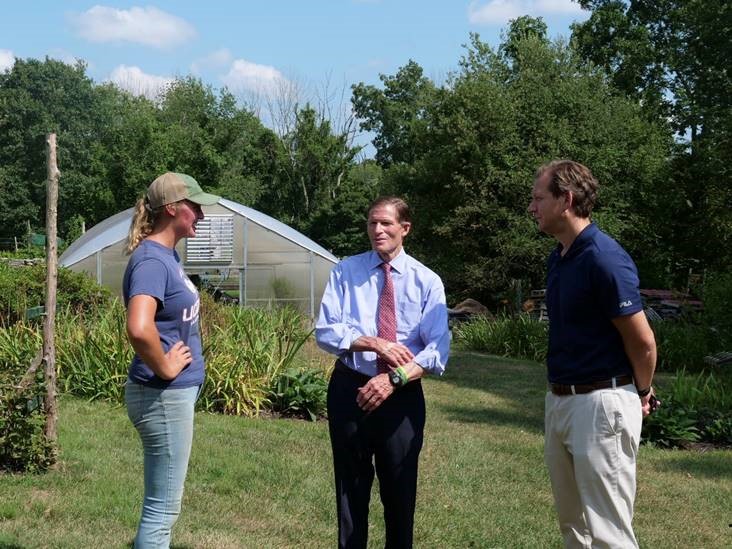 Blumenthal joined U.S. Representative Joe Courtney (D-CT) and Connecticut Department of Agriculture Commissioner Bryan Hurlburt to visit Provider Farm in Salem to hear how stage three drought conditions are affecting farmers in the Eastern part of Connecticut.
